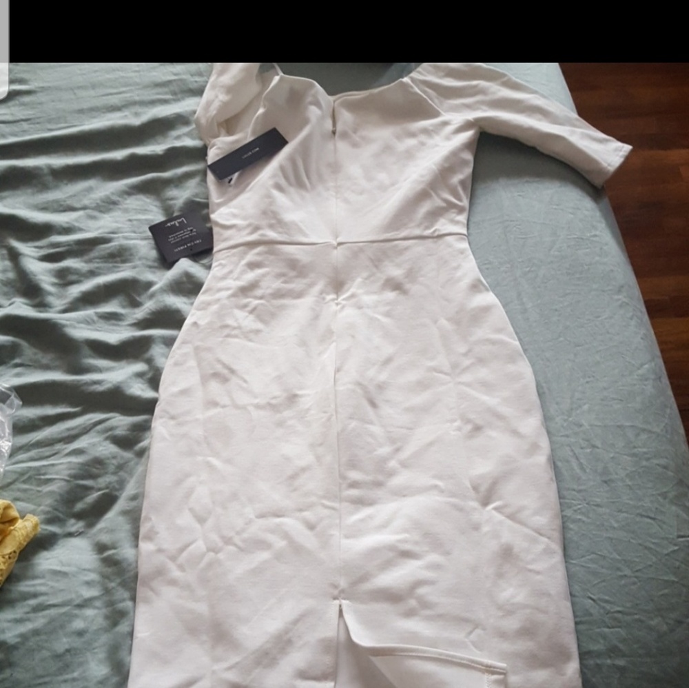 Lulus white midi dress , scoop neck , stretchy